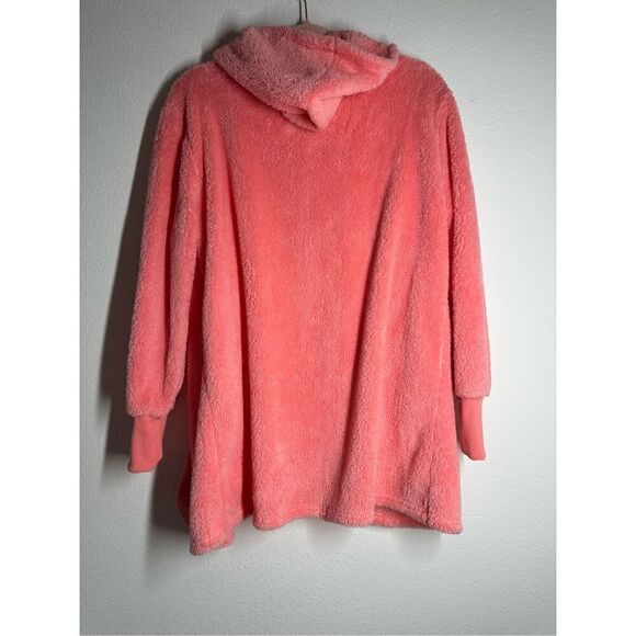 Women’s Fuzzy Pajamas Hooed Plush Jacket Pink Peach Size L - Picture 3 of 9
